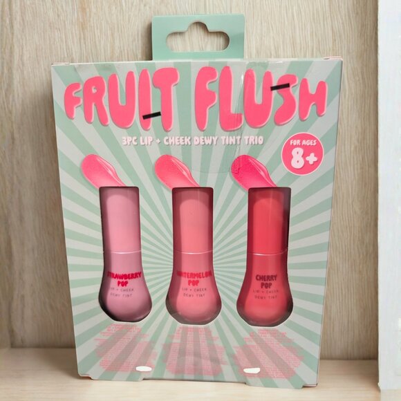 Fruit Flush 3-Piece Lip + Cheek Dewy Tint Trio | Strawberry, Watermelon & Cherry - Picture 1 of 4